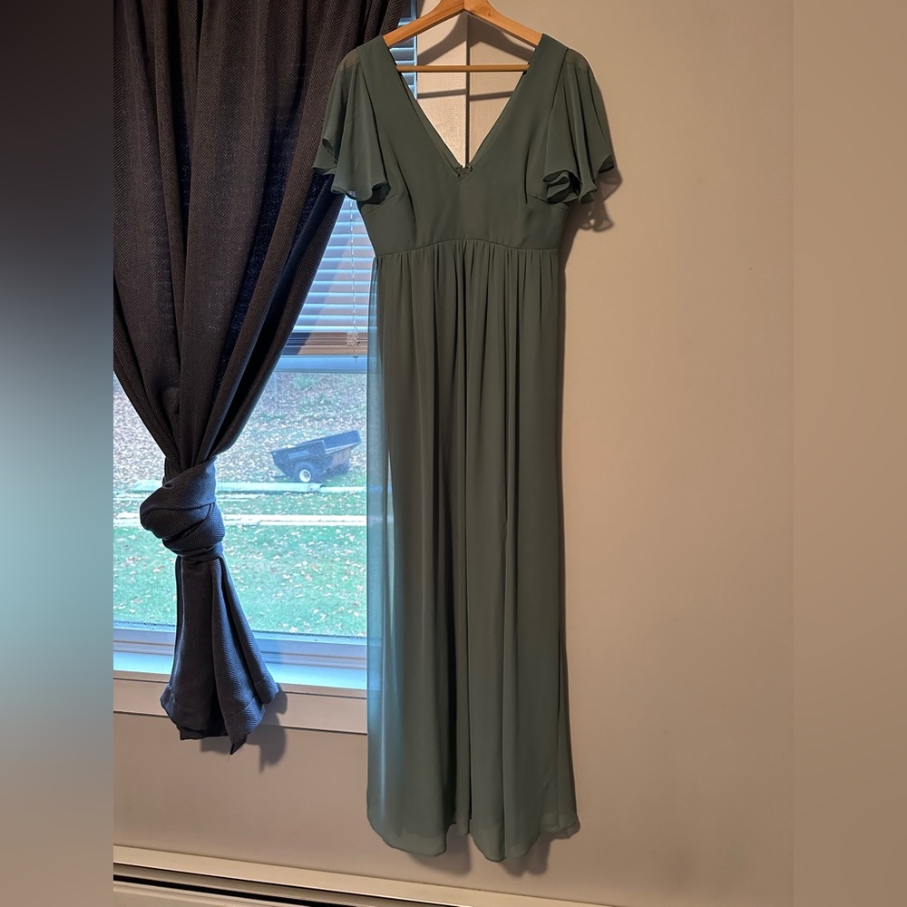 Sea glass green chiffon Birdy Grey bridesmaid dress